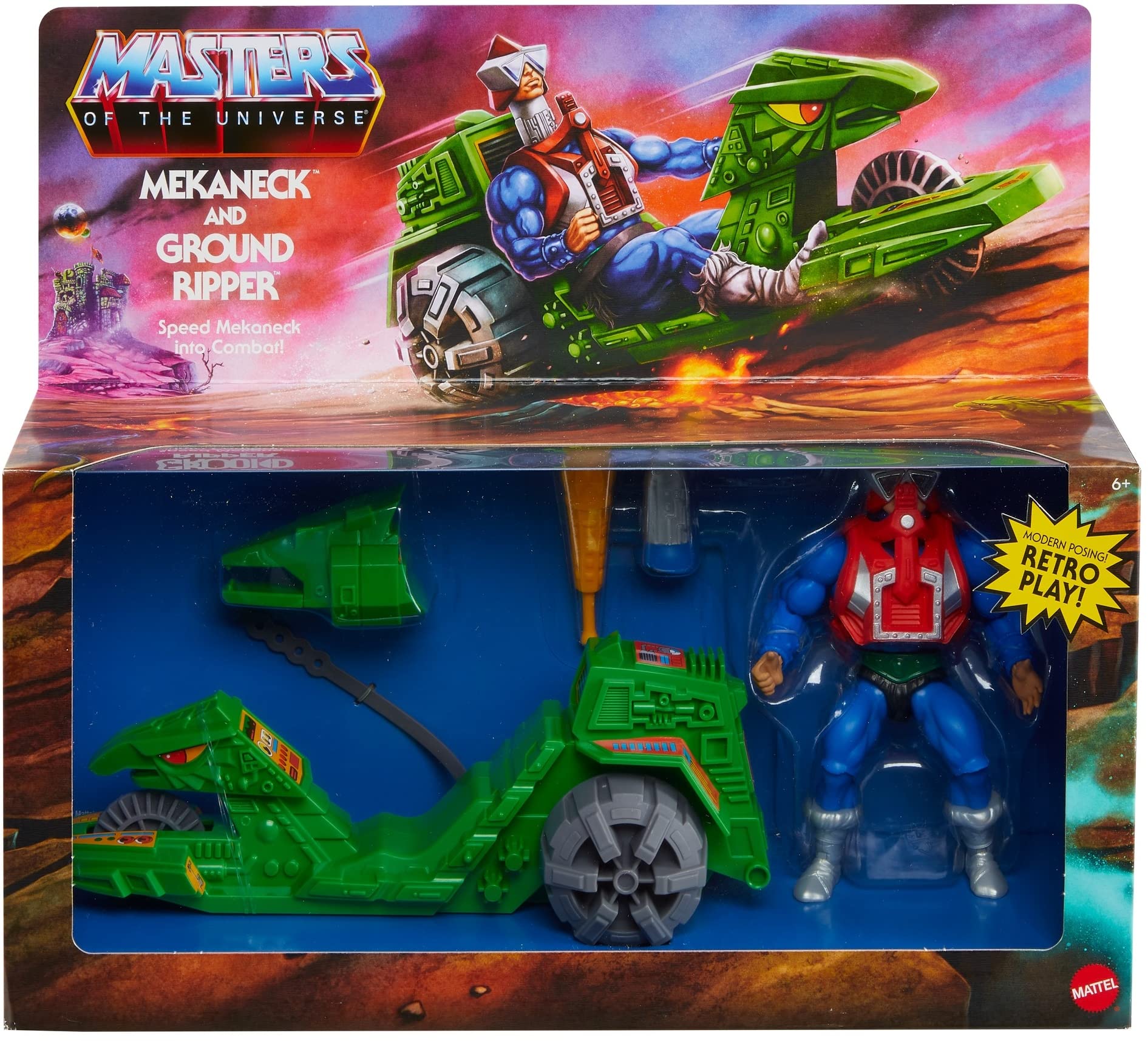 Masters of the Universe Origins Action Figure & Vehicle, Ground Ripper & Mekaneck, 80S Inspired MOTU Toy with Accessories