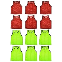 BlueDot Trading Adult Sports Pinnie Scrimmage Training Vest, Combo Red/Yellow, 12 Pack