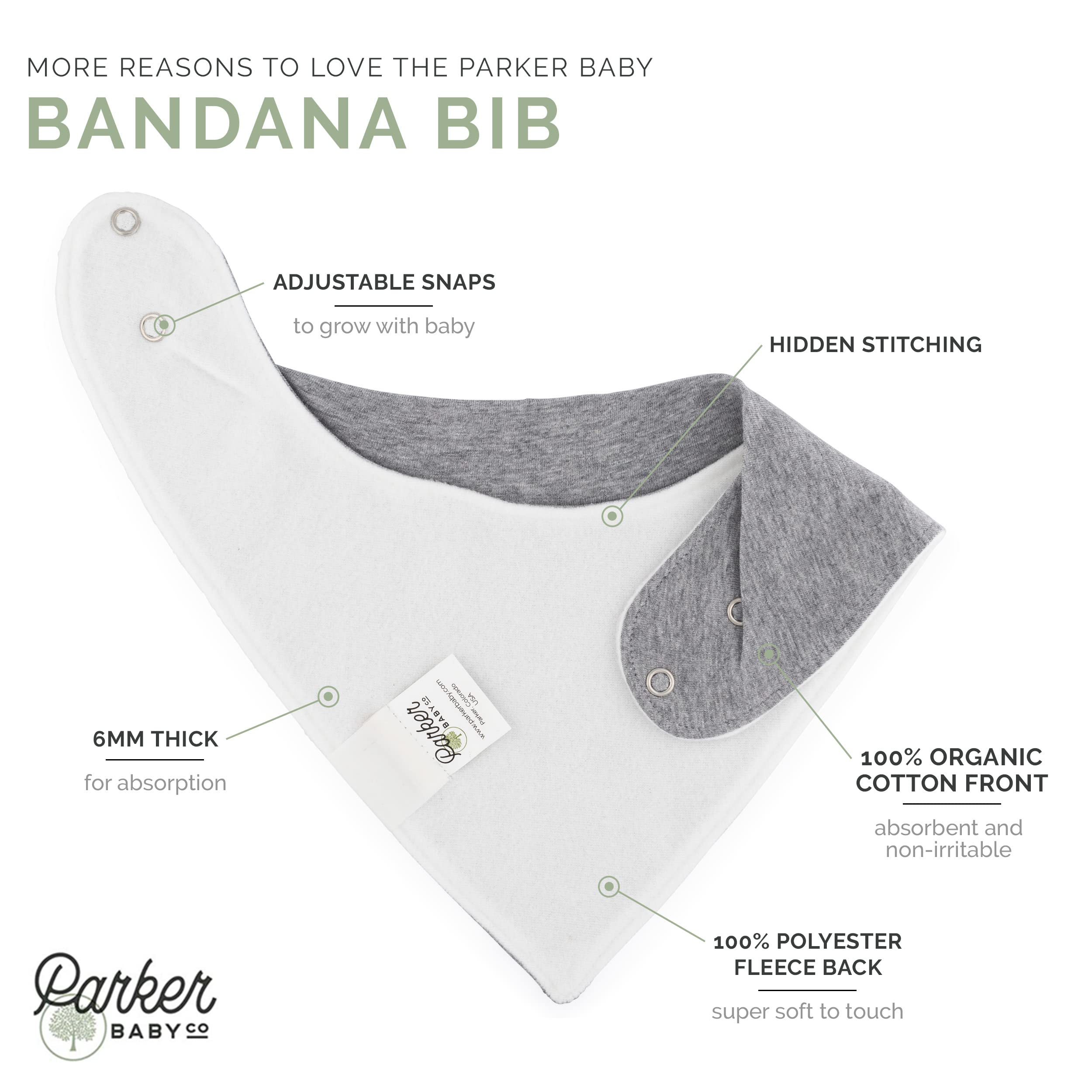 Parker Baby Bandana Drool Bibs 8 Pack Baby Bibs for Boys, Girls, Unisex - Soft & Stylish Teething Bibs for Babies