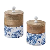 Park Designs Patricia Heaton Home Blue Floral and Flitter Canister Set of 2