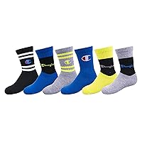 Champion Kids' 6-Pack Crew Socks with Color and Size Options