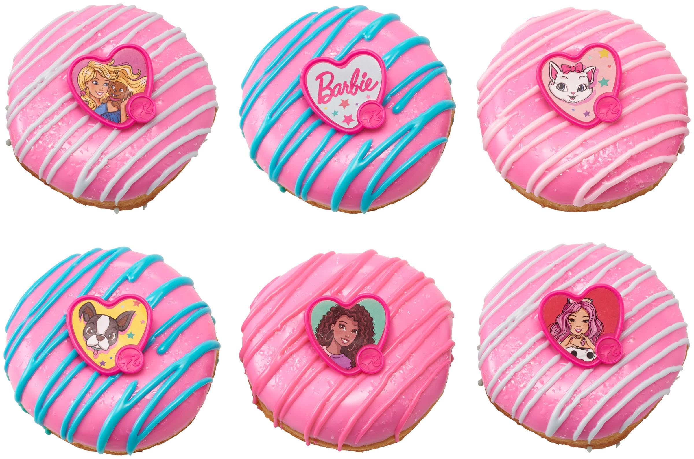 DecoPac Barbie™ Be The Future Rings, Pink Heart Shaped Cupcake Decorations Featuring Barbie and her Friends For Birthday Party And Celebrations - 24 Pack