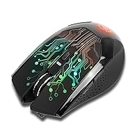 LED Wireless Gaming Mouse 2.4ghz - 6 Button , 3 Adjustable DPI Settings , Color Changing Breathing Lights & Compact Ergonomic Design - 7 Day Battery Life Included Charging Cable