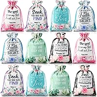 30 Pcs Bible Verse Gift Bags with Drawstring Floral Christian Candy Gift Bags Mother's Day Gifts Wrapping Bags 4 x 6 Inch Religious Party Favor Jewelry Bags for Girls Women