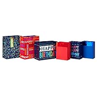 American Greetings All-Occasion and Birthday Gift Bags for Him (6 Bags, 3 Medium 10