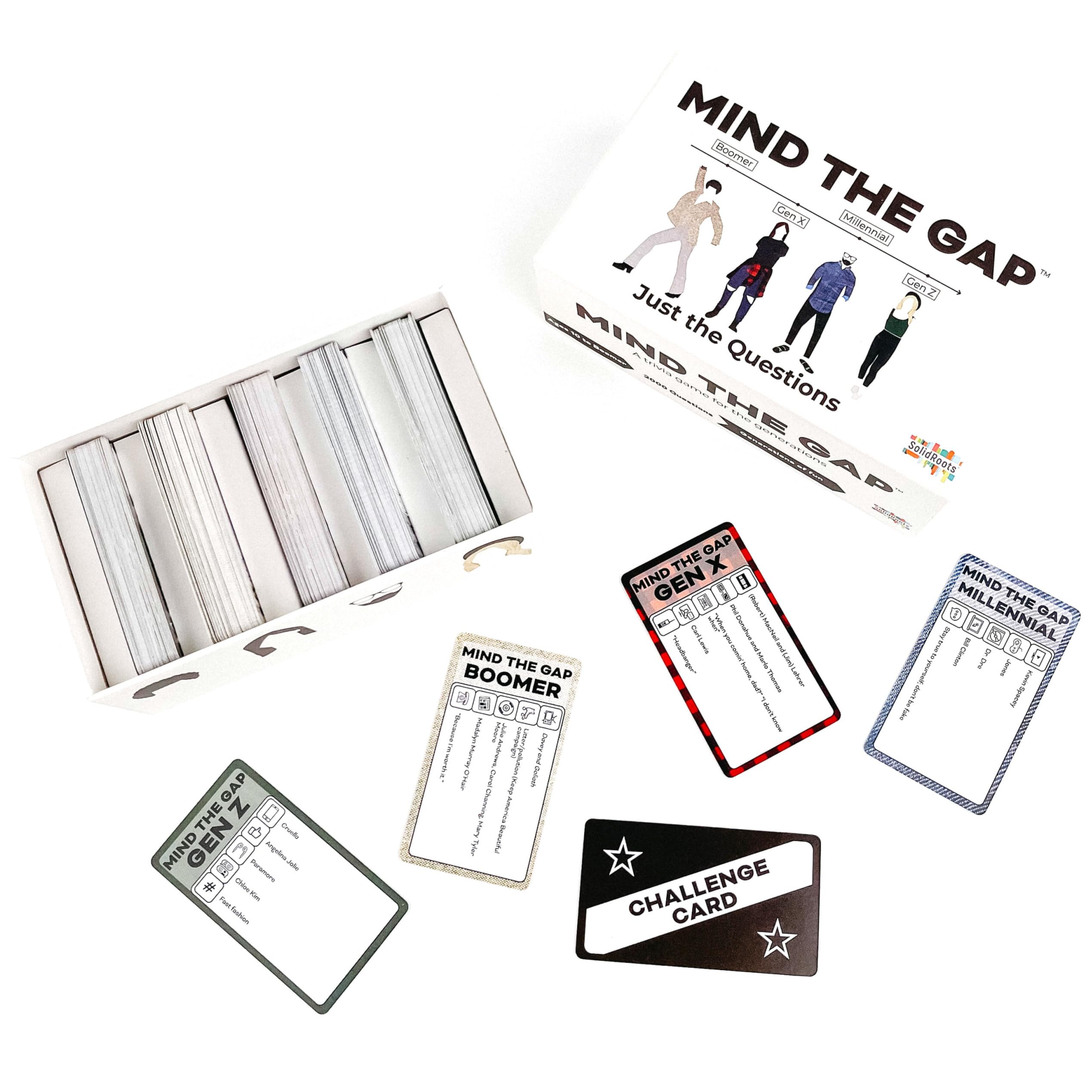 Mind The Gap Just The Questions, Expansion Pack with 1000 New Questions for All Generations + 50 New Challenge Cards