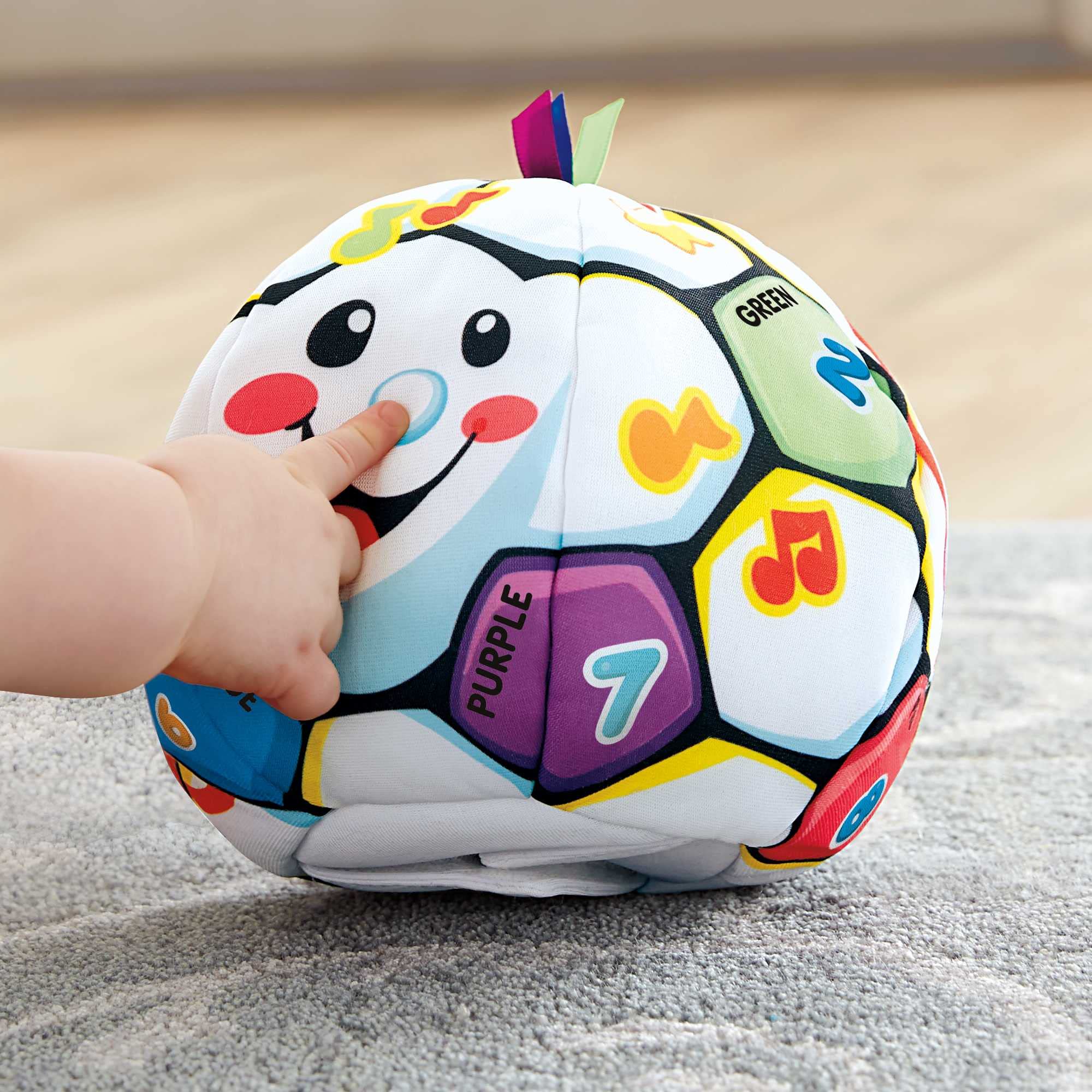Fisher-Price Laugh & Learn Baby Musical Learning Toy, Singin’ Soccer Ball Plush With Songs Sounds & Phrases For Ages 6+ Months