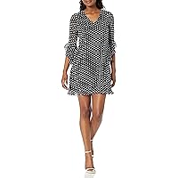 Calvin Klein Women's Midi Poka Dots Ruffle Sleeve Dress