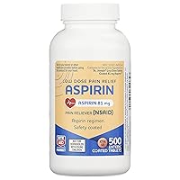 Aspirin Enteric Tablets, 81 mg Aspirin - 500 Count | Low Dose Pain Relief | Aspirin for Headache Relief | Enteric Safety Coated Tablets | Aspirin Regimen | Migraine Medicine | Pain Relief