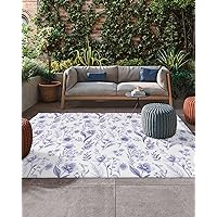 Outdoor Rug Waterproof Spring Floral Orchid 5x8 Feet Outdoor Plastic Straw Rug, Patio Rug, Indoor Outdoor Carpet, RV Mat Outside for Patio, Camp, Picnic, Balcony, Deck, Backyard