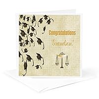 Greeting Card - Graduation Caps Falling, Gold, Brown, Beige, Congratulation Grandson - Graduation Design