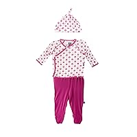 KicKee Pants Baby-girls Newborn Print Layette Gown And Knot Hat Set