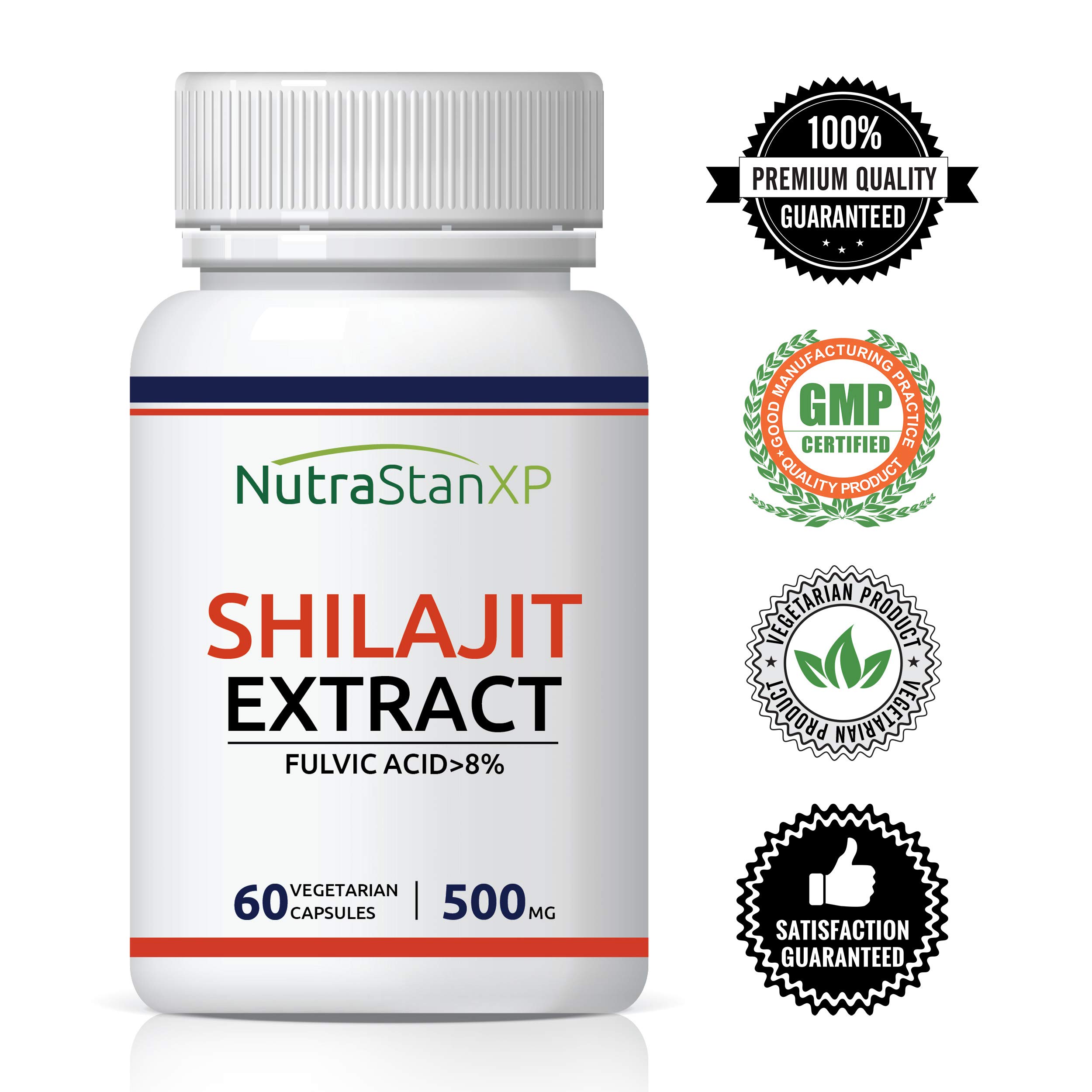 NutrastanXP Shilajit Extract Supplement, 500 mg - 60 Vegetarian Capsules