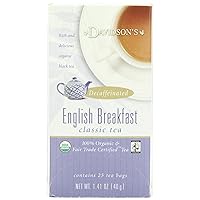 Davidson's Organics, Decaffeinated English Breakfast, 25-count Tea Bags, Pack of 6