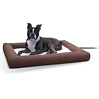 K&H Pet Products Heated Deluxe Lectro-Soft Outdoor Dog Bed with Bolster, Orthopedic Warming Pet Pad, Outdoor Heated Pad for Pets, Heated Outside Dog and Cat Bed, Chocolate/Tan Medium 26.5x30.5in