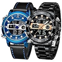 MEGALITH Mens Watches Digital Waterproof Military Watches for Men Sports Chronograph Mulifunction LED Dual Time Analog Quartz Wrist Watch Mens Tactical Heavy Duty Rugged Watch, Alarm Stopwatch