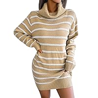 Dresses for Women 2023 Womens Smockneck Puff Long Sleeve Bodycon Pullover Cute Mini Sweater Dress