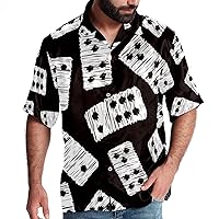 Domino Game Cards Men Casual Button Down Shirts Short Sleeve
