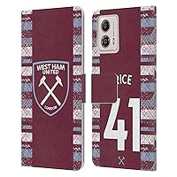 Head Case Designs Officially Licensed West Ham United FC Declan Rice 2022/23 Players Home Kit Leather Book Wallet Case Cover Compatible with Motorola Moto G53 5G