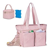 Fasrom Wearable Pumping Tote Bag Compatible with Medela Pump in Style Bundle with Breastmilk Cooler Bag Fits 4 Baby Bottles up to 5 Ounce