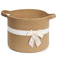 CHICVITA Small Woven Basket for Gift, Cute Storage Basket for Organizing, Baby Toy Basket for Nursery, Decorative Baskets for Home Decor, Towel Basket for Bathroom, 12 x 12 x 10 inches