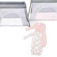 100% Organic Cotton Bundle of 2 Fitted Travel Crib/Playard Sheets for Guava Lotus, BabyBjorn, Dream on Me, Baby Joy and All Other 24
