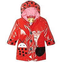 Red Ladybug PU All-Weather Raincoat for Girls With Fun Polka Dots and Ladybug Pocket