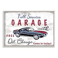 Vintage Rustic Full Service Garage Sign Sports Car, Designed by Elizabeth Tyndall Wall Plaque, 13 x 19, Grey