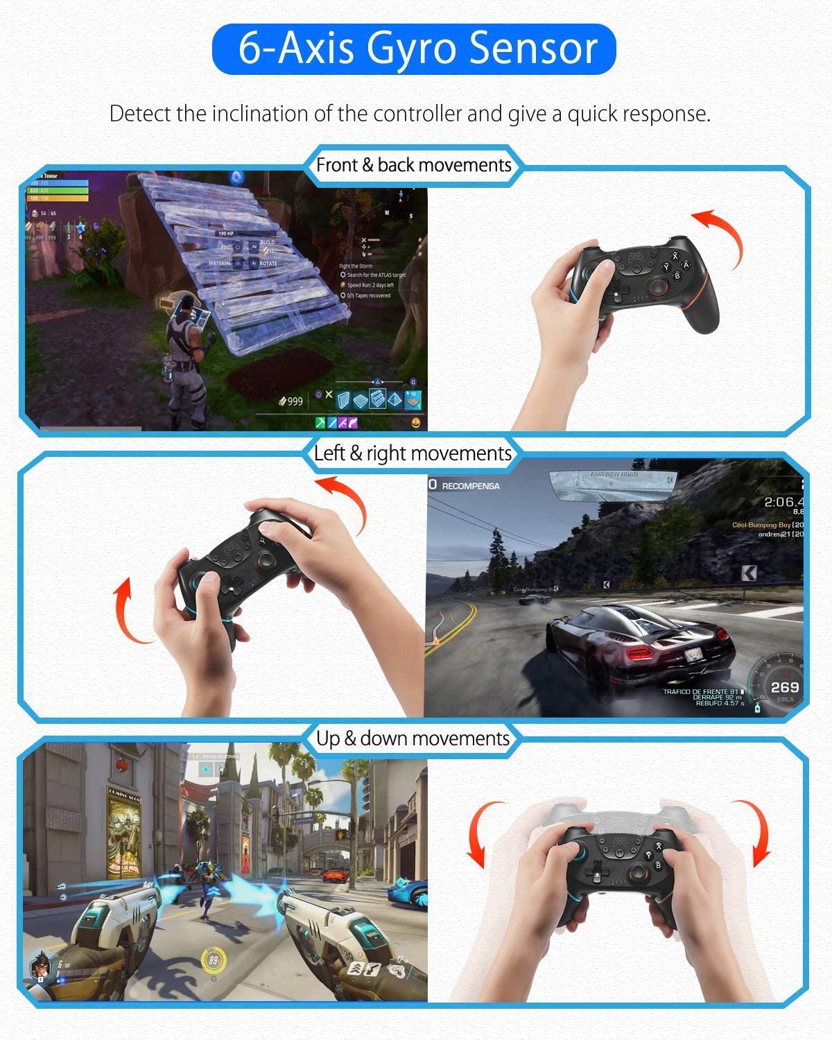 Switch Controller, Wireless Pro Controller for Switch/Switch Lite/Switch OLED, Switch Remote Gamepad with Joystick, Adjustable Turbo Vibration, Ergonomic Non-Slip