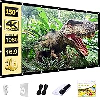 AAJK Outdoor Projection Screen 150 inch, Washable Projector Screen 16:9 Foldable Anti-Crease Portable Projector Movies Screen for Home Theater Outdoor Indoor Support Double Sided Projection…