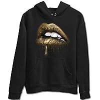 Dripping Lips Hoodie Metallic Gold Sneaker Top - Matching Outfit