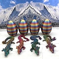 Dragon with Dragon Egg, 3D Articulated Crystal Dragon with Nebula Egg, Fidget Toy for Autism ADHD - 3D Printed Dragon, Cinder Wing Dragon Gift Idea-D014 (Red Blue Green)