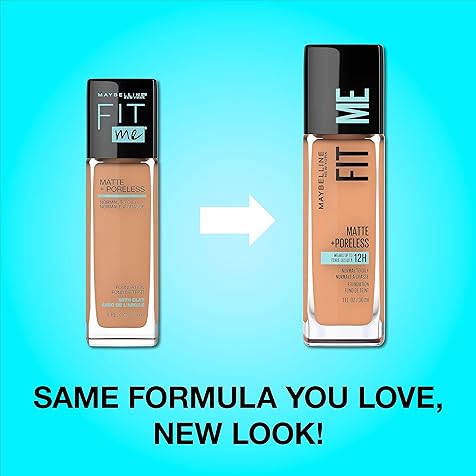 Maybelline Fit Me Matte + Poreless Liquid Oil-Free Foundation Makeup, Natural Tan, 1 Count (Packaging May Vary)
