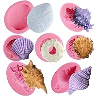 Seashell Sea Urchin Candy Silicone Molds for Fondant Cake Decoration, Cupcake Topper, Chocolate, Soap, Polymer Clay, Resin Epoxy, Concrete, Cement, Plaster Craft Projects 7-in-set Large