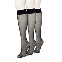 HUE Women's Sheer Knee Hi Socks 3 Pair Pack