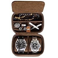 ROTHWELL 2 Watch Travel Case Storage Organizer for 2 Watches | Tough Portable Protection w/Zipper Fits All Wristwatches & Smart Watches Up to 50mm