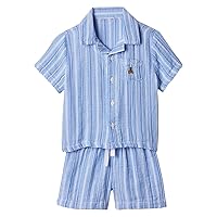 Unisex Baby Short Sleeve Button Down Shirt and Short Outfit Set