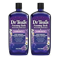Dr Teal's Foaming Bath with Pure Epsom Salt, Sleep Blend with Melatonin, Lavender & Chamomile Essential Oils, 34 fl oz (Pack of 2) (Packaging May Vary)