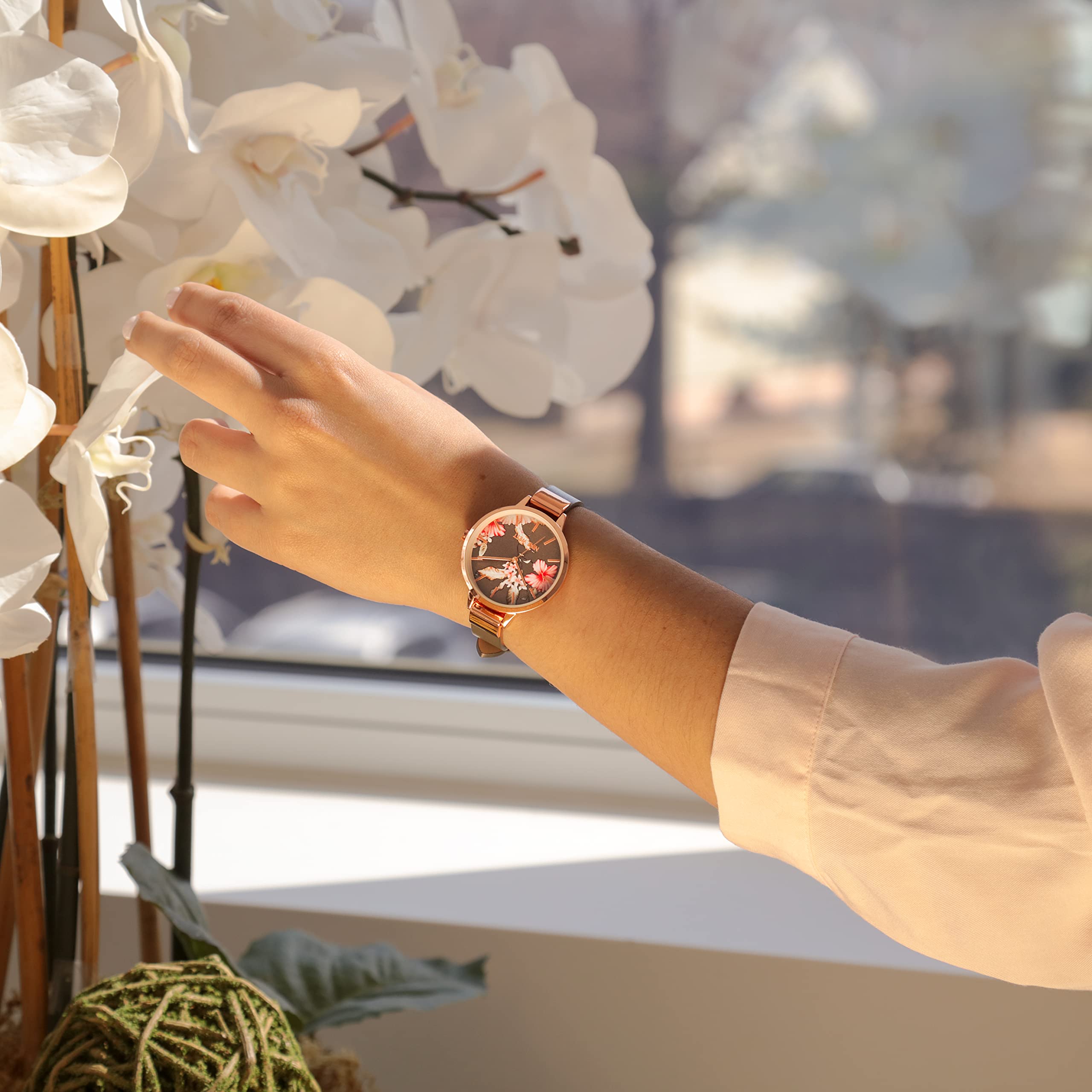 Nine West Women's Floral Dial Strap Watch