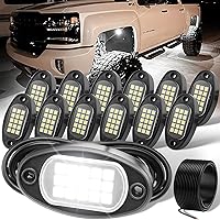 YOENDA 12 Pods White Rock Lights: 6000K LED High-Intensity, IP67 Waterproof, with 10m Extension Wire - fit for Trucks, SUVs, ATVs, Off-Road etc.
