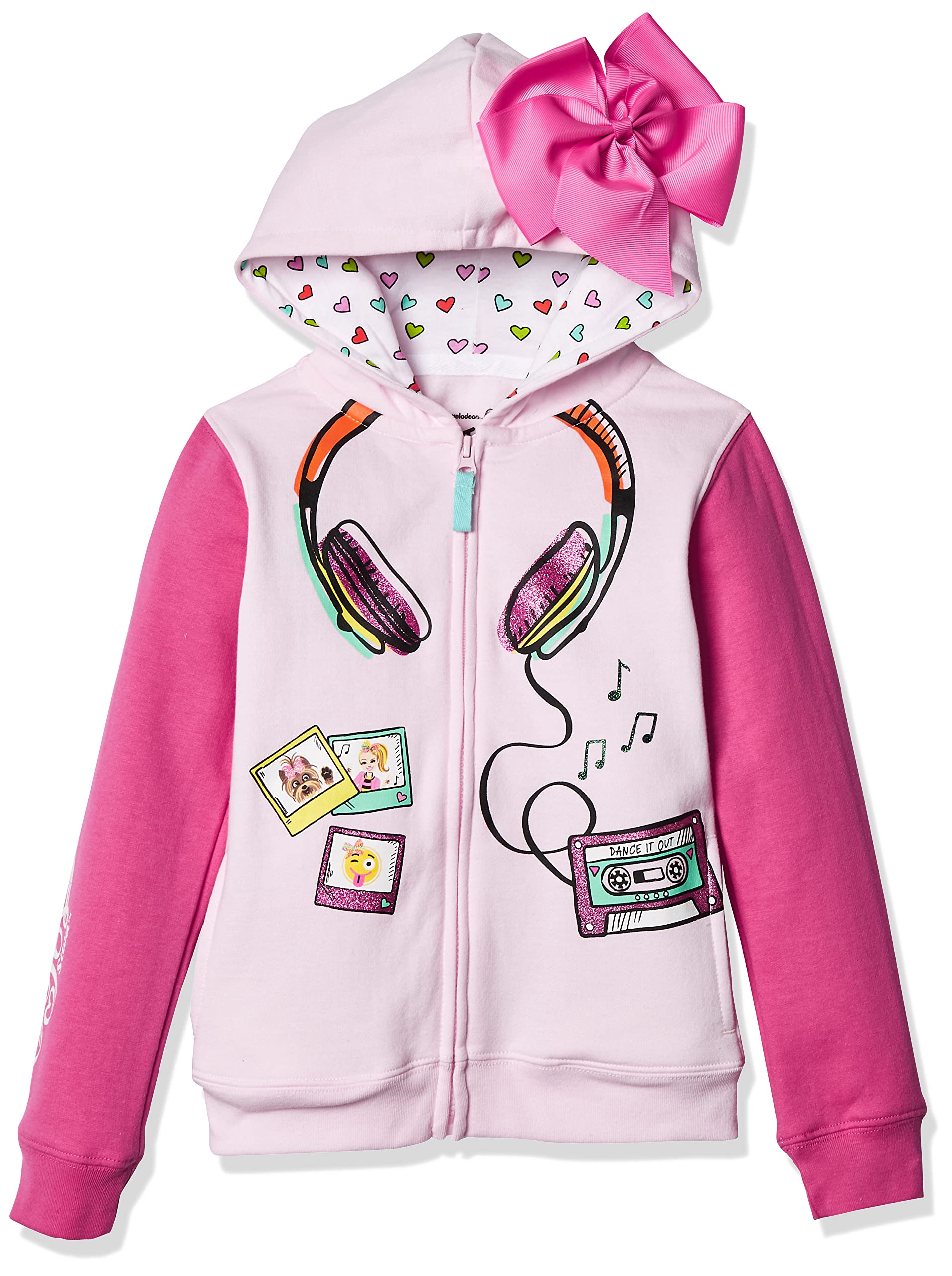 JoJo Siwa Girls Headphones 3D Bow Zip-up Hoodie Jacket