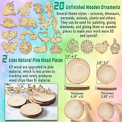 7July Wooden Arts and Crafts Kits for Kids Kids Boys Girls Age 6-12 Years Old,Wood Slices with Gem Diamond Painting Sets-Little Children's Art & Craft