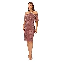 Adrianna Papell Women's Beaded Off The Shoulder Dress