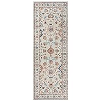 Gertmenian Printed Indoor Boho Area Rug - Non Slip, Ultra Thin, Super Strong, Tufted Rug - Home Décor for Entryway, Bedroom, Living Room - 2x6 Runner, Cullen Cream Multi, 28545