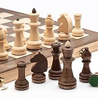 A&A Premium Triple Weighted Staunton Wooden Chess Pieces w/ 2 Extra Queen -  King Height 3 / 7.6cm