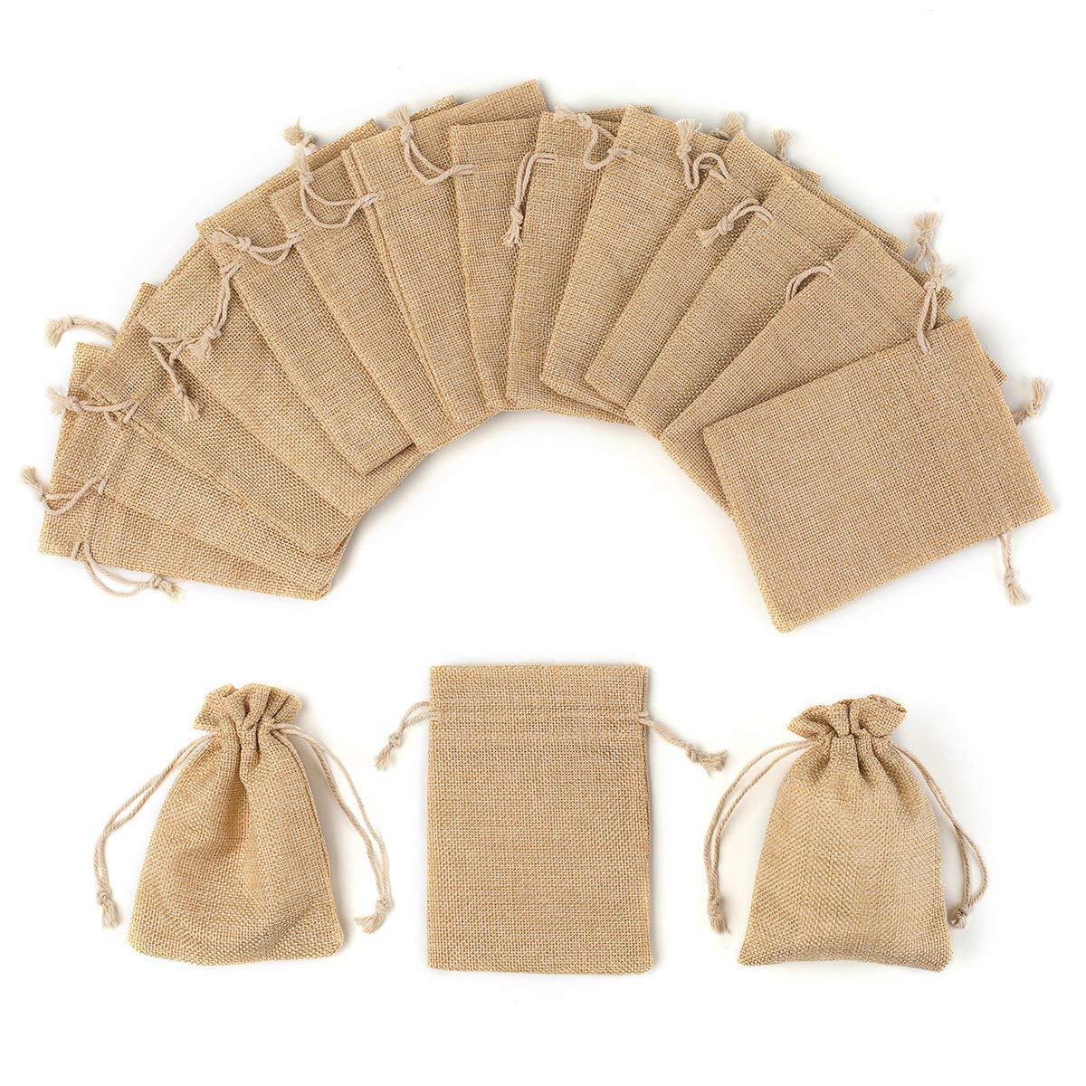 YUXIER Burlap Bags Drawstring Bag Party Favor Bags-5.3x3.7inch Pack of 25 for Baby Shower Wedding Party Presents Jewelry Pouches Gift Bags