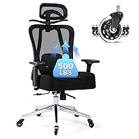 Office Chair 500lbs Ergonomic Mesh Desk Chair for Heavy People, Heavy Duty Big and Tall Office Chair with Wide Thick Seat Cushion, 4D Armrest, Adjustable Headrest & Lumbar Support Computer Chair