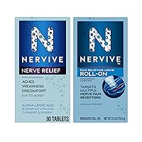 Nerve Relief, Alpha Lipoic Acid Supplement for Nerves and a Pain Relief Topical Roll-On with Max Strength Lidocaine & Menthol, Blocks Nerve Pain Signals in Toes, Fingers, Legs, & Arms