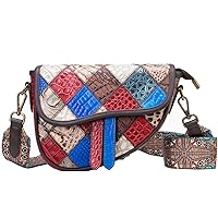 Patchwork Lambskin Small Shoulder Bag for Women Trendy Colorful Cell Phone Crossbody Wallet Handbag with Detachable Chain Strap