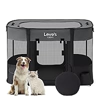 Love's cabin Pet Puppy Dog Playpen, Small Dog Tent Crates Cage Indoor/Outdoor, Portable Exercise Playpen for Dog and Cat, Foldable Pop Up Dog Kennel Playpen with Carring Case (S, Grey)